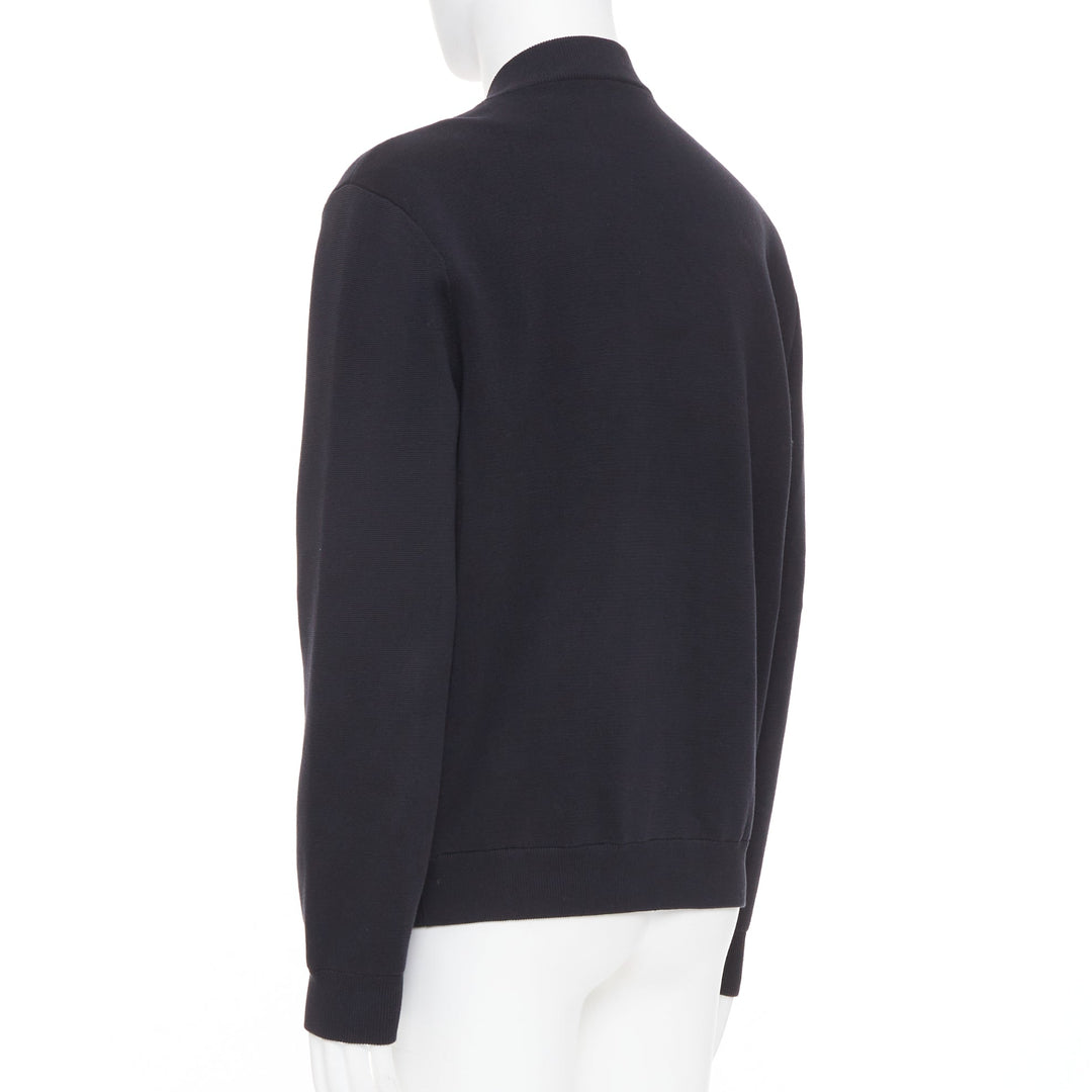 EMPORIO ARMANI Reversible black cotton full zip silver logo bomber jacket XL