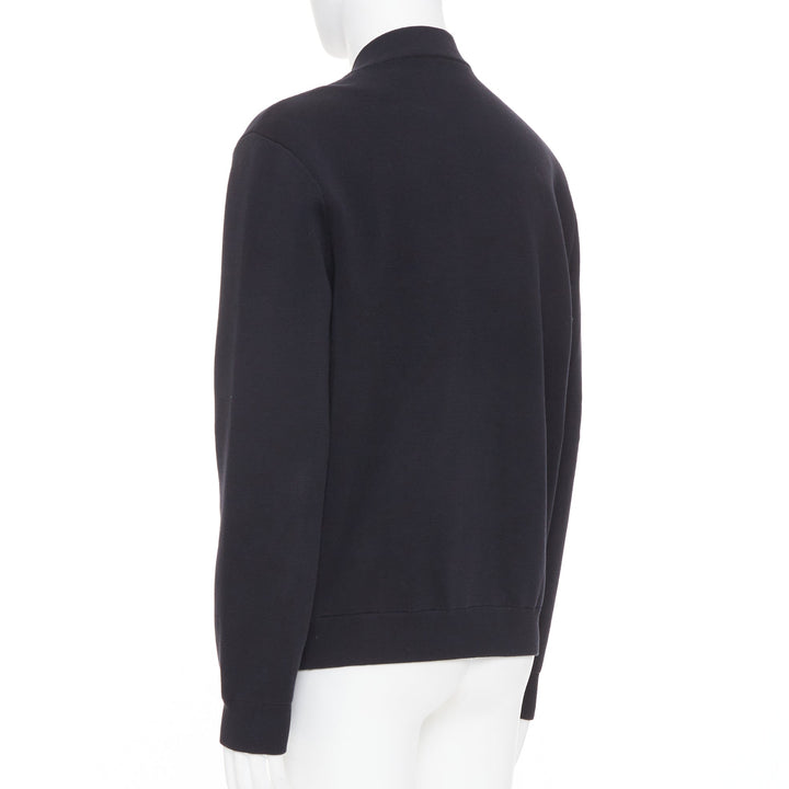 EMPORIO ARMANI Reversible black cotton full zip silver logo bomber jacket XL