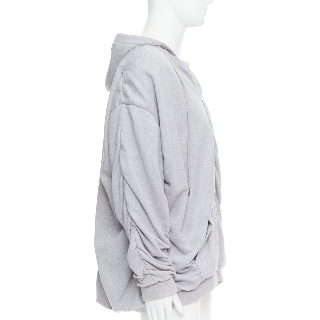 Y PROJECT grey cotton nude jersey lined gathered sleeves hoodie S