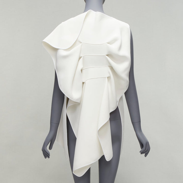MATICEVSKI 2016 Imposed Petal white pleated back ruffled back vest top AUS6 S
