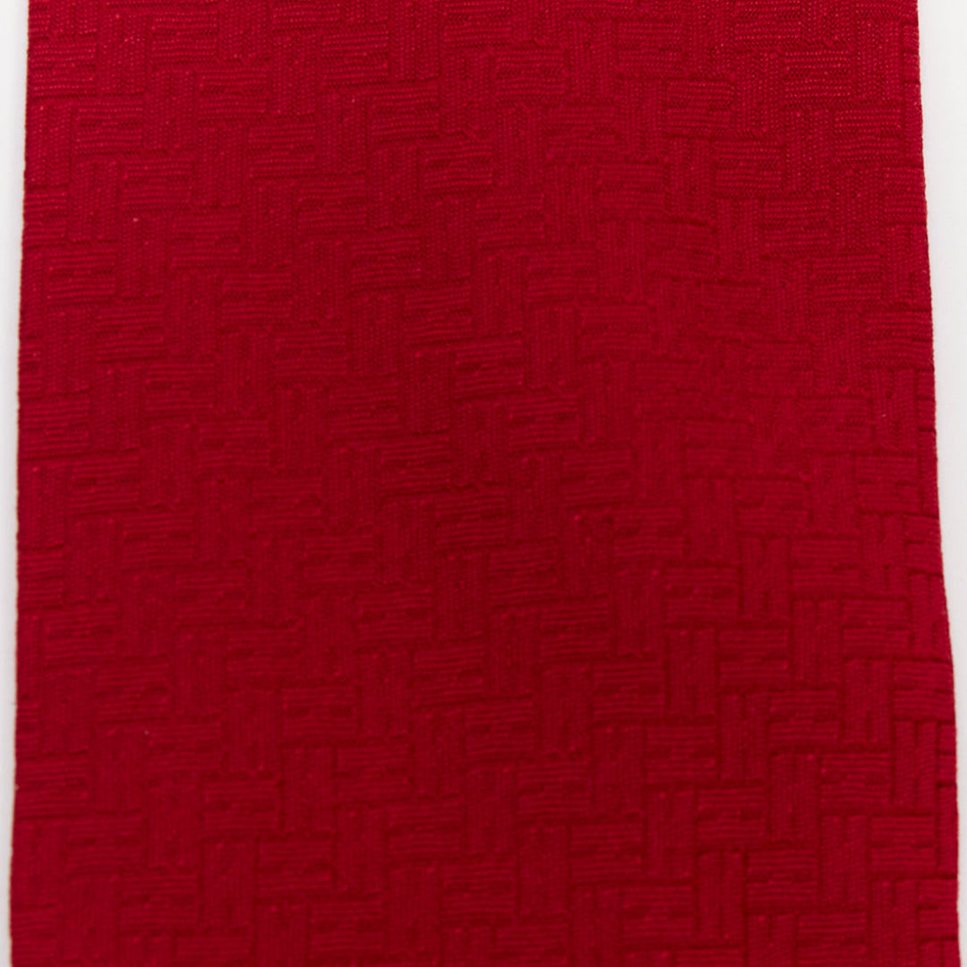 HERMES Set of 2 100% silk orange red geometric H logo jacquard dress tie