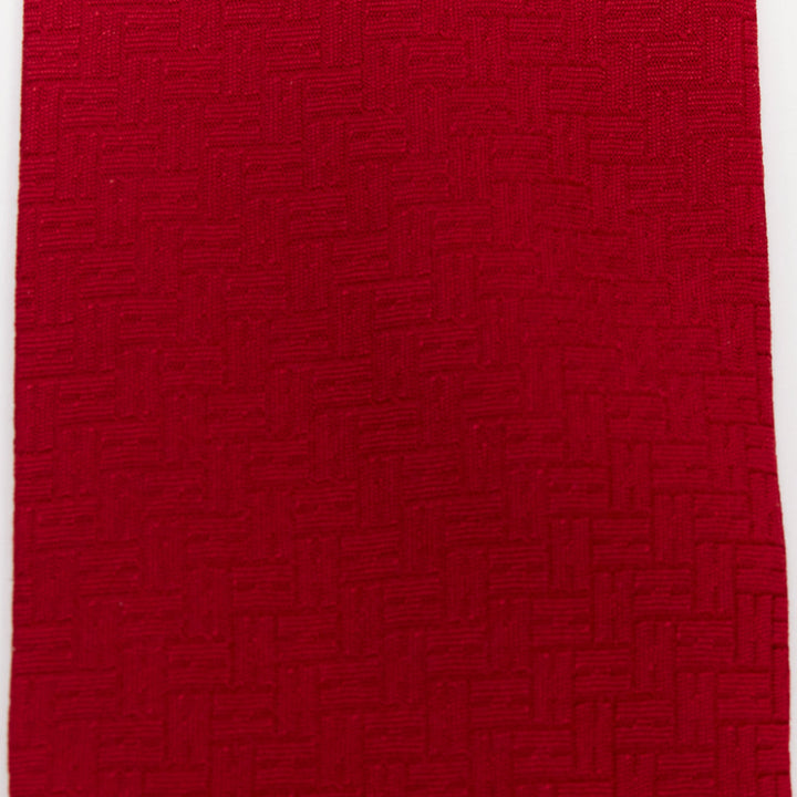 HERMES Set of 2 100% silk orange red geometric H logo jacquard dress tie