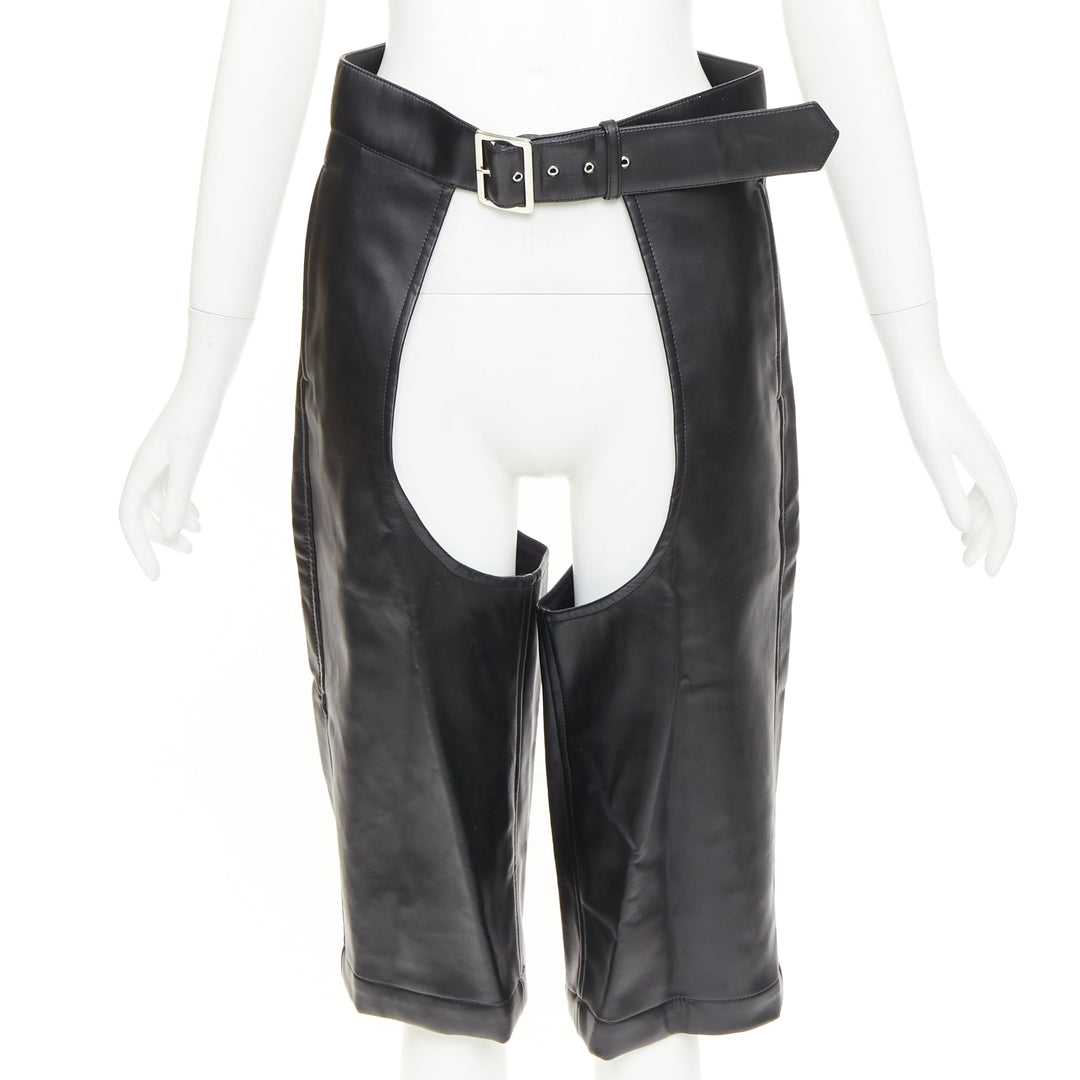 COMME DES GARCONS HOMME PLUS 2019 Runway faux leather cutout chaps shorts XS