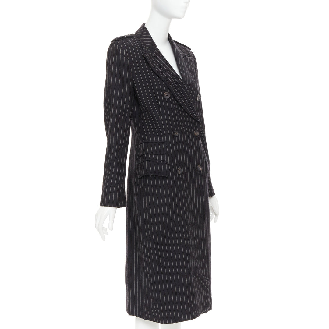 rare GUCCI Tom Ford 1996 Vintage Runway black wool pinstripe overcoat IT42 M