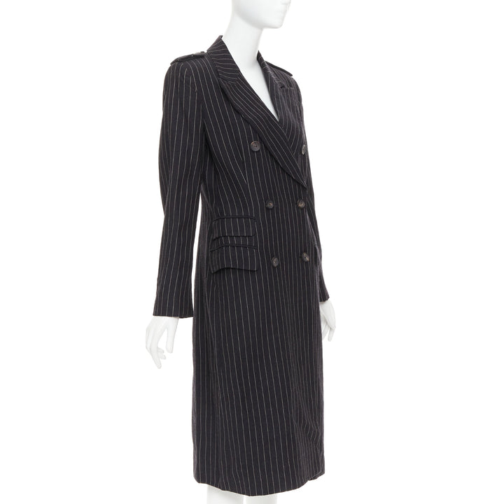 rare GUCCI Tom Ford 1996 Vintage Runway black wool pinstripe overcoat IT42 M
