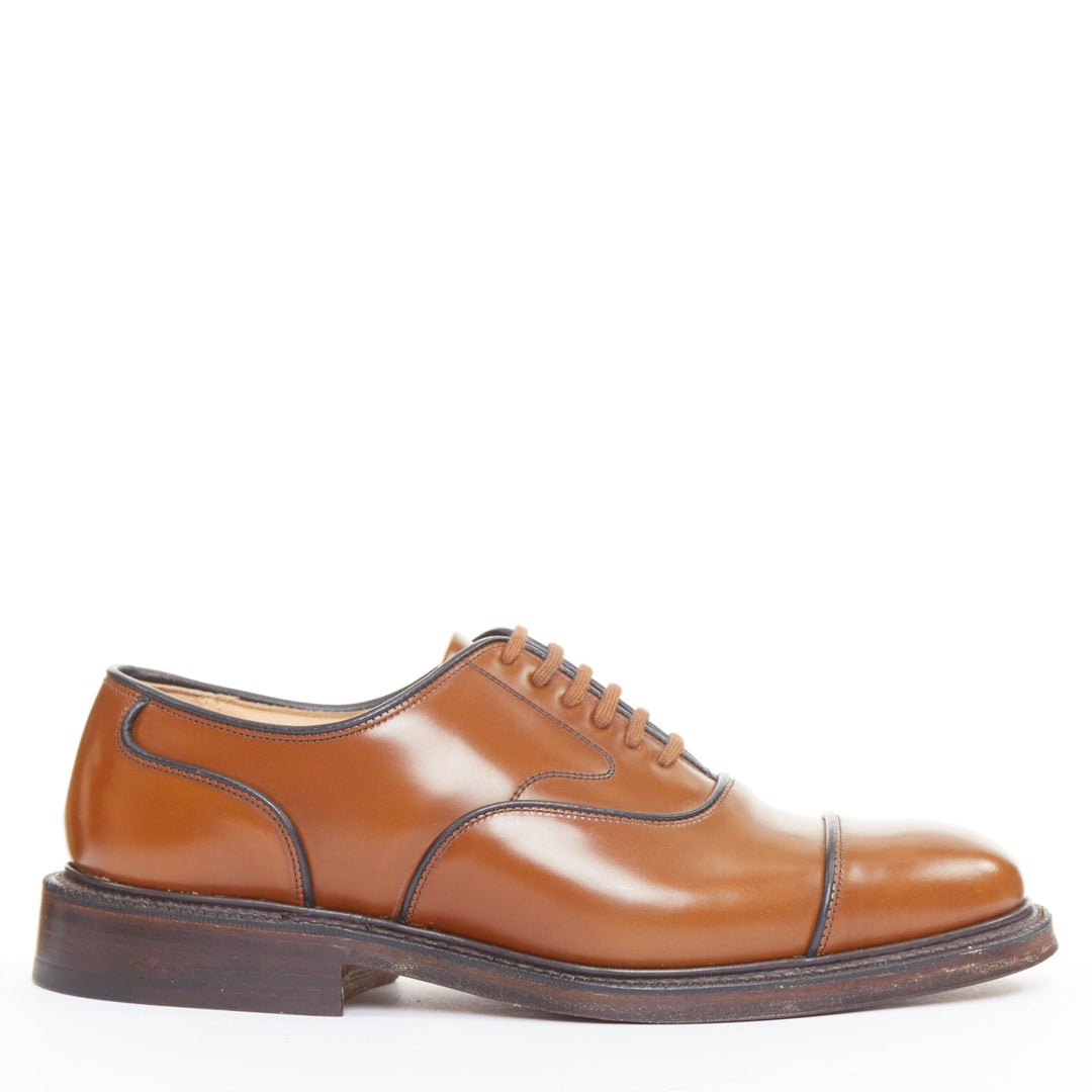 CHURCH'S Lancaster sandalwood tan brown polished binder welted oxford UK5 E