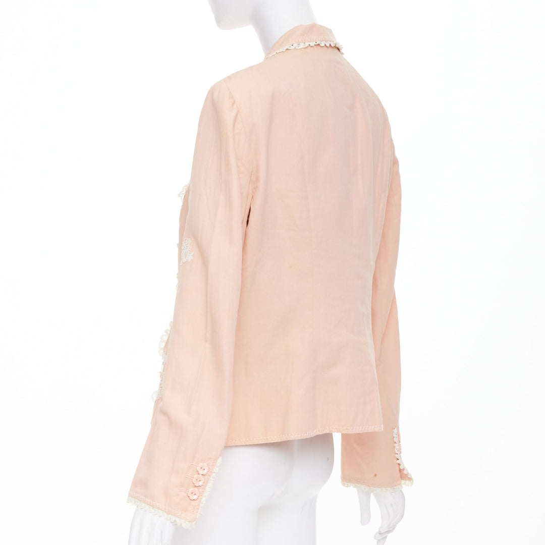 MOSCHINO Cheap and Chic lace butterfly applique pink cotton blend jacket IT48 XL
