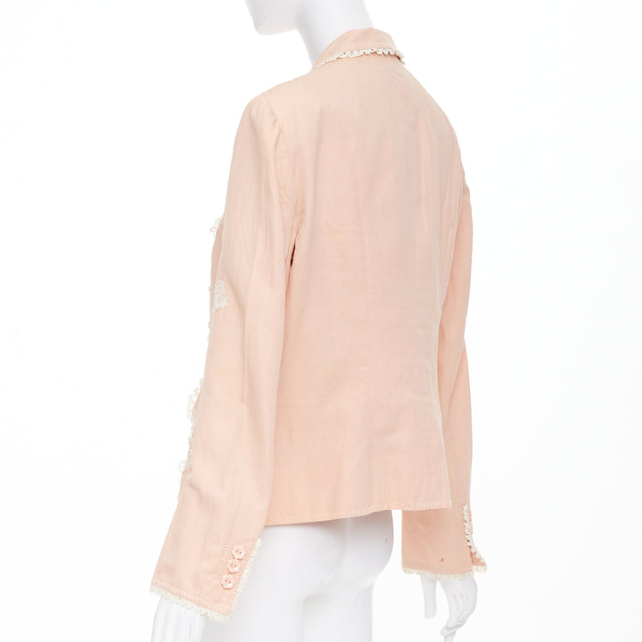 MOSCHINO Cheap and Chic lace butterfly applique pink cotton blend jacket IT48 XL