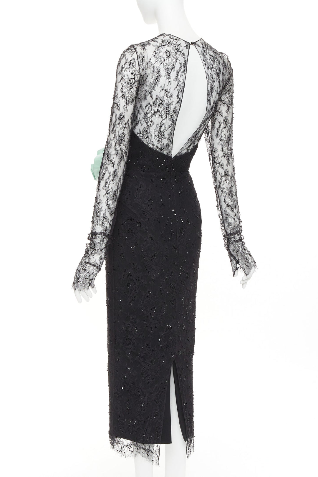 ALEXANDRE VAUTHIER COUTURE AW2019 Runway green rosette crystal lace dress