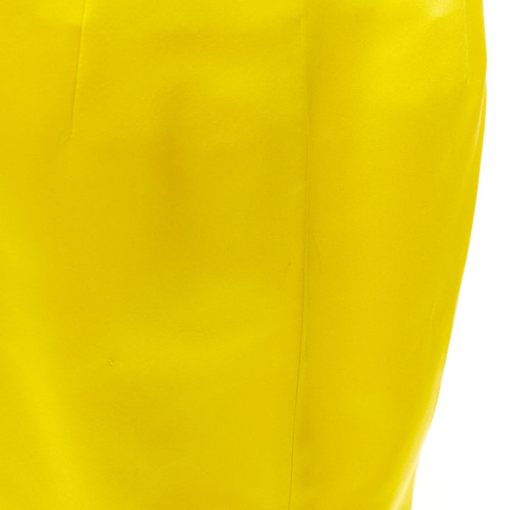 PRADA 2022 Raf Simons Runway yellow satin split high waisted midi skirt IT42 M
