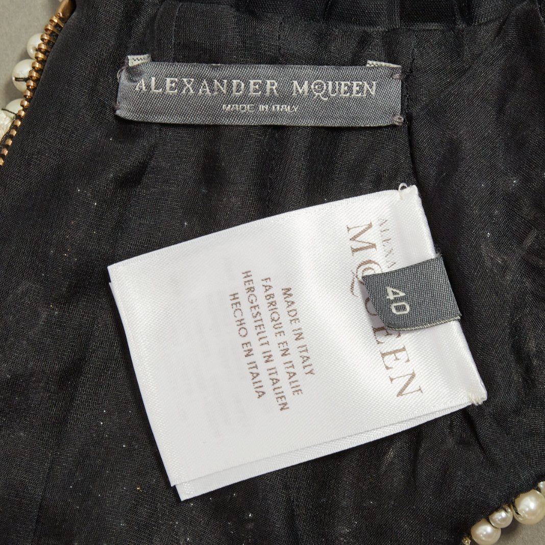 rare ALEXANDER MCQUEEN 2013 Runway pearl bead embroidery halter neckpiece IT40 S