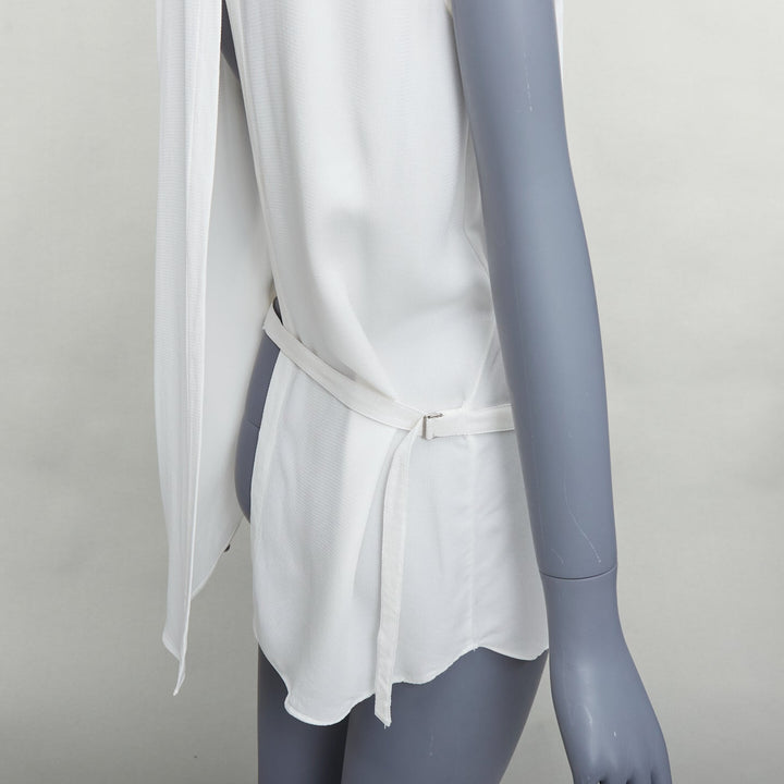 HELMUT LANG white tie front deconstructed backless vest top S