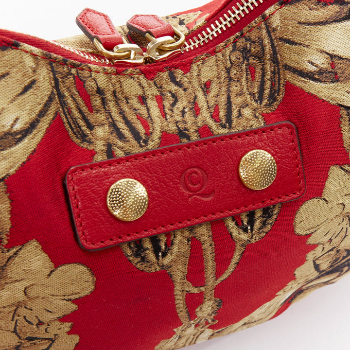 ALEXANDER MCQUEEN De Manta Angels Demons Grinling Gibbons red gold jacquard bag