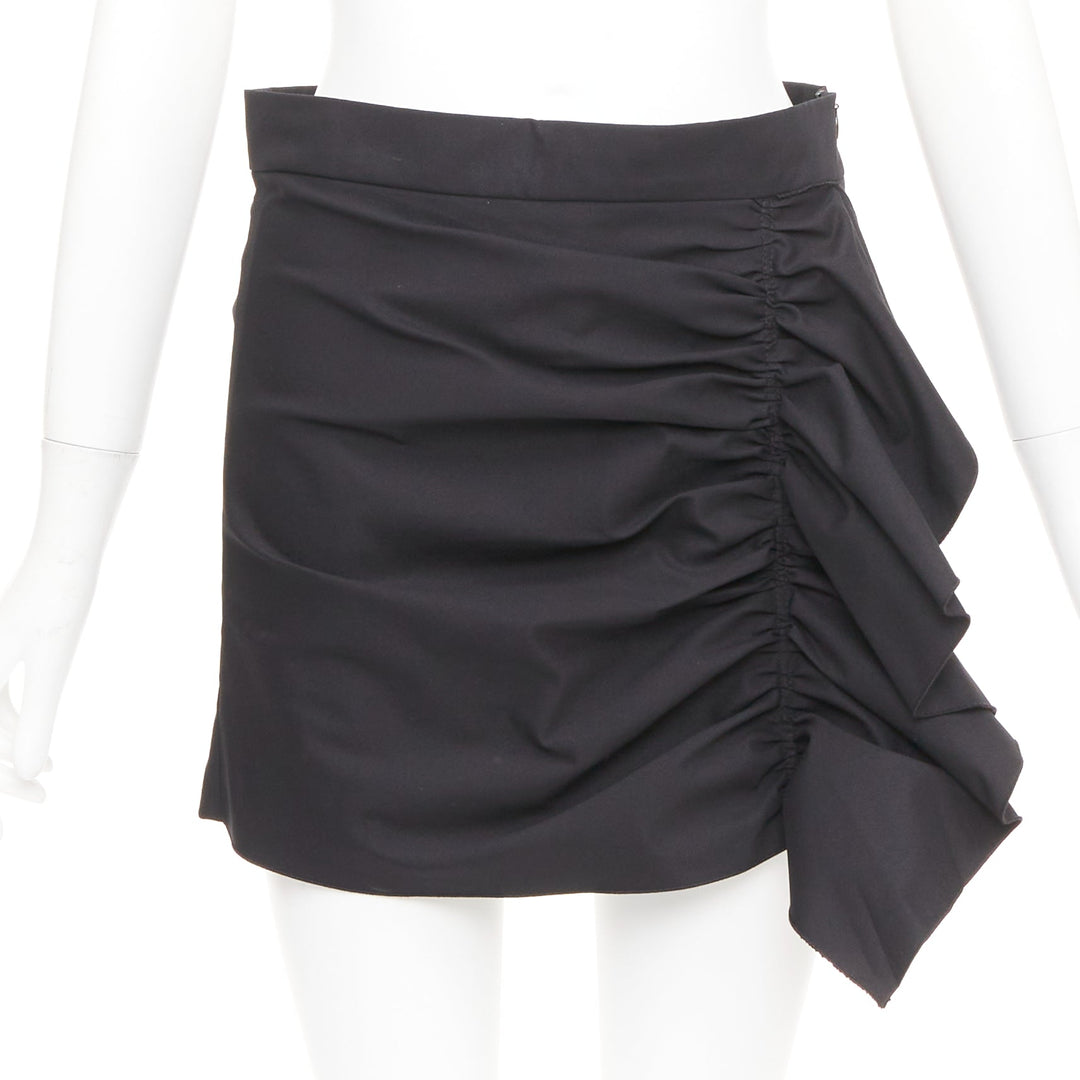 RED VALENTINO 2019 black high waisted side ruffle drape trim mini skorts IT38 XS
