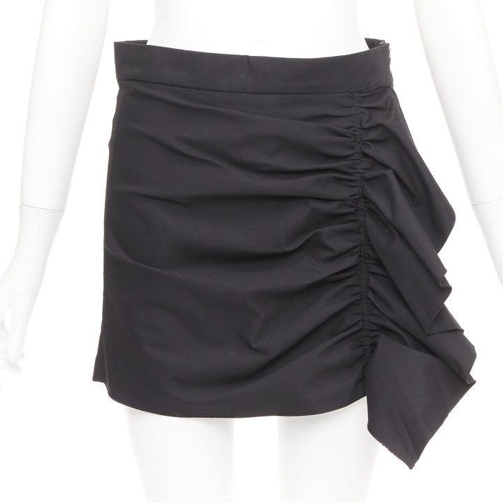 RED VALENTINO 2019 black high waisted side ruffle drape trim mini skorts IT38 XS