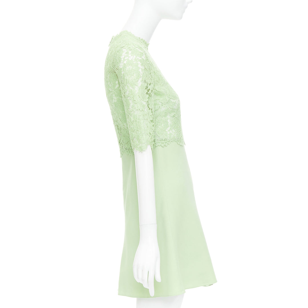 VALENTINO light green cotton blend lace bodice A line dress IT38 XS