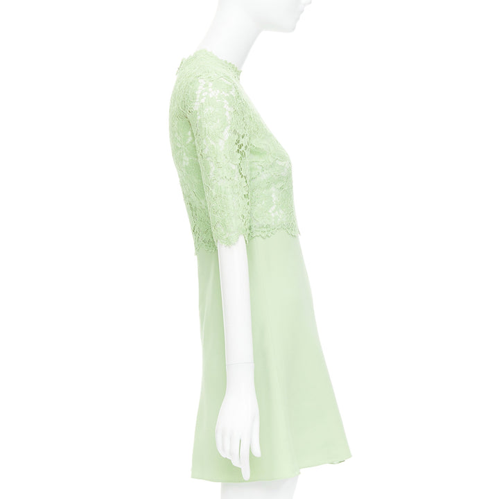 VALENTINO light green cotton blend lace bodice A line dress IT38 XS