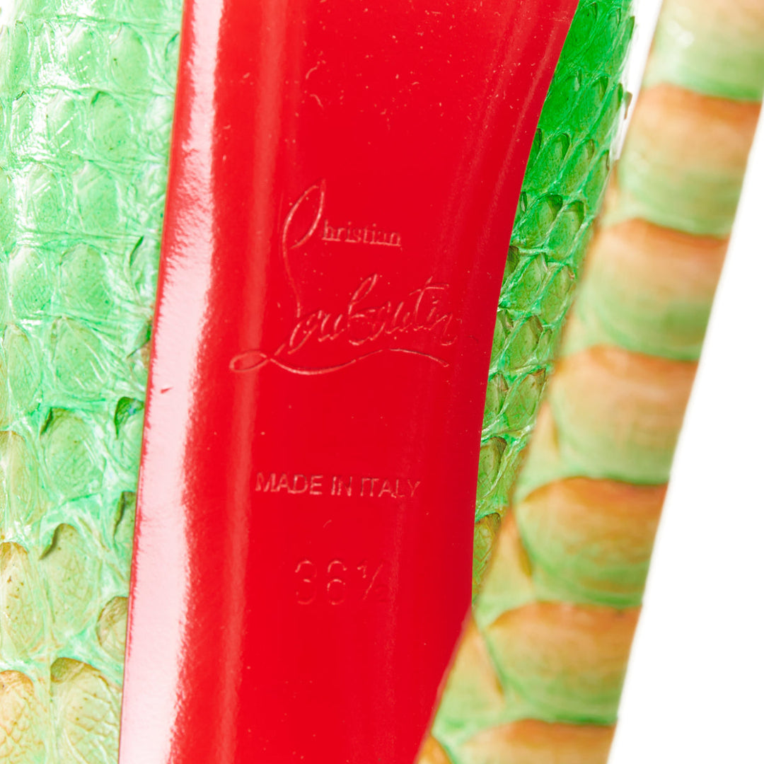 CHRISTIAN LOUBOUTIN Daffodile 160 Menthe ombre green scale platform heels EU36.5