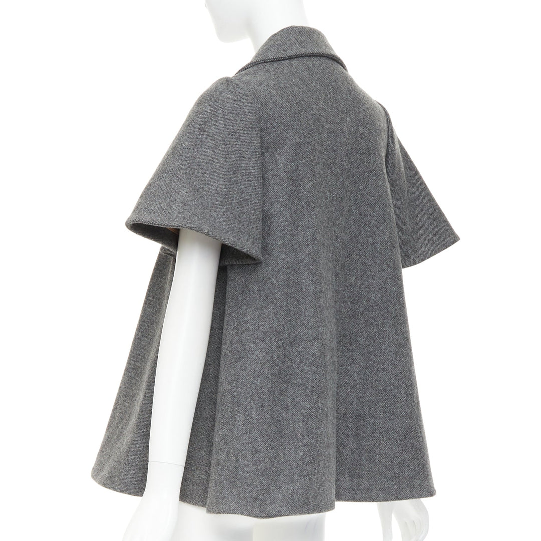 MARNI grey wool blend flannel flutter short swing jacket IT38 XS