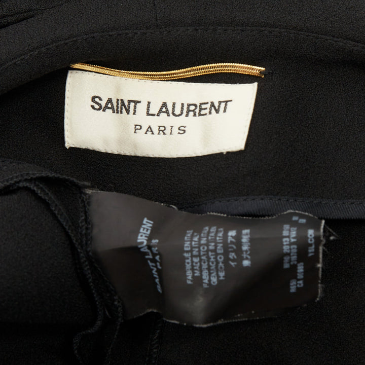 SAINT LAURENT 2013 black acetate blend hooded bishop sleeve dress gown FR36 S