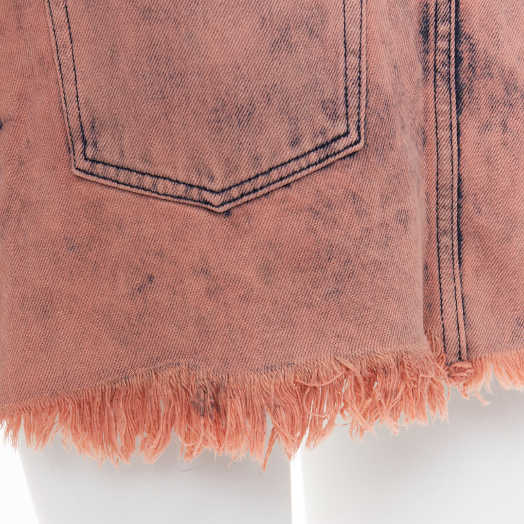 MARQUES ALMEIDA pink blue acid wash recycled cotton frayed safari skirt UK4 XXS