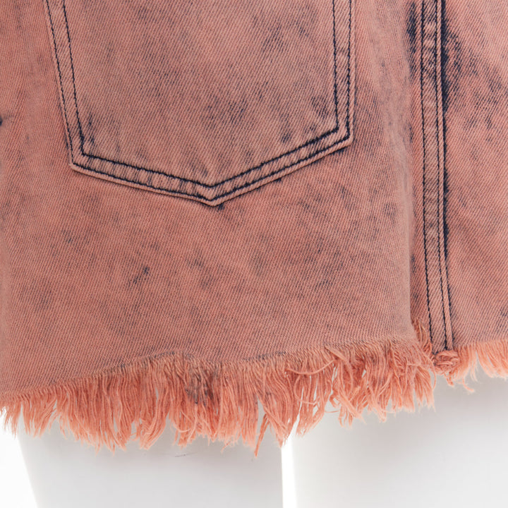 MARQUES ALMEIDA pink blue acid wash recycled cotton frayed safari skirt UK4 XXS