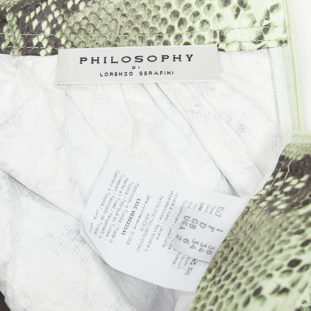 PHILOSOPHY beige scaled print paper effect high waist cuffed shorts IT38 XS