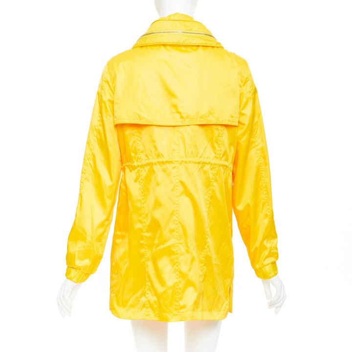 MONCLER sunshine yellow nylon patch logo technical packable rain parka XL