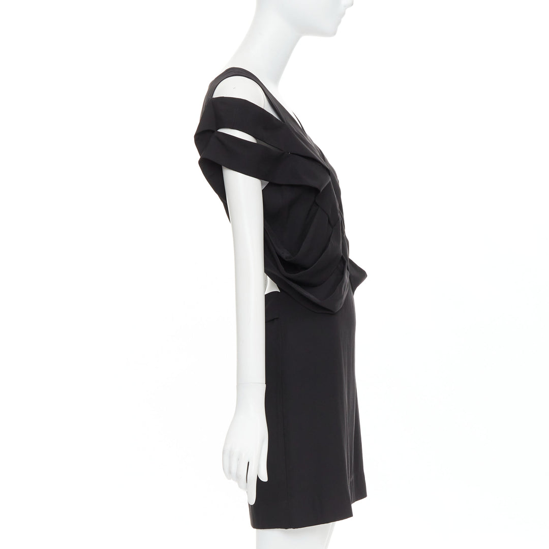 STELLA MCCARTNEY 2008 black silk intrecciato woven open back dress IT40 S