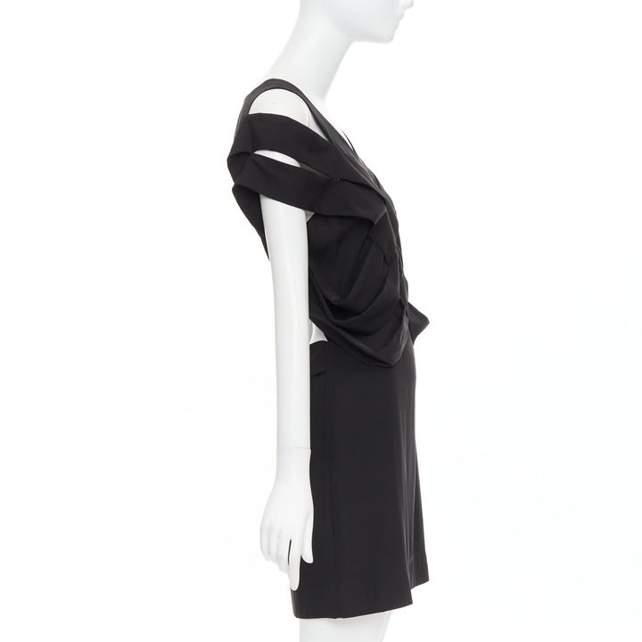 STELLA MCCARTNEY 2008 black silk intrecciato woven open back dress IT40 S