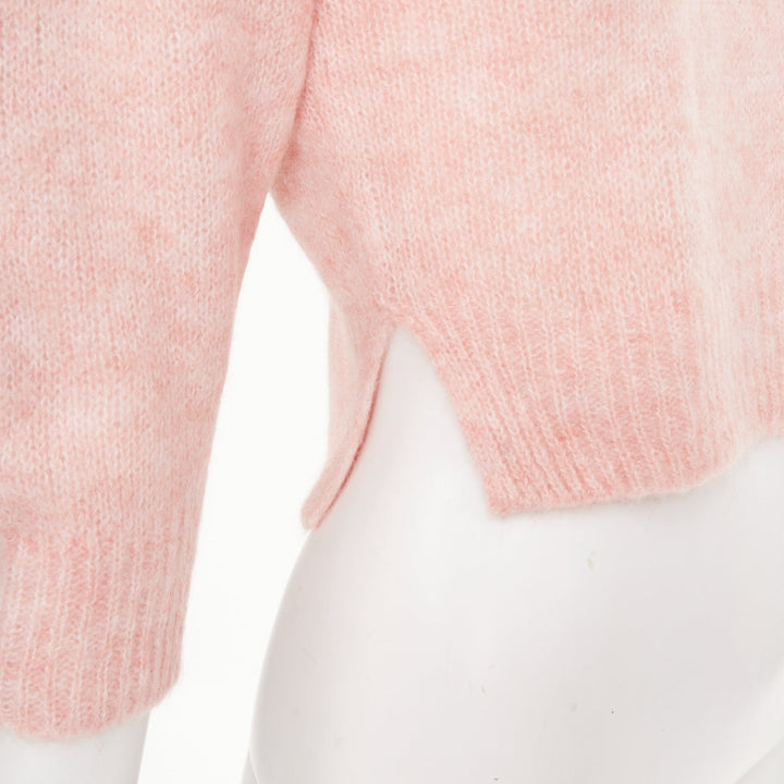 SIMONE ROCHA 2024 rose pink baby alpaca wool crystal embellished crop sweater S