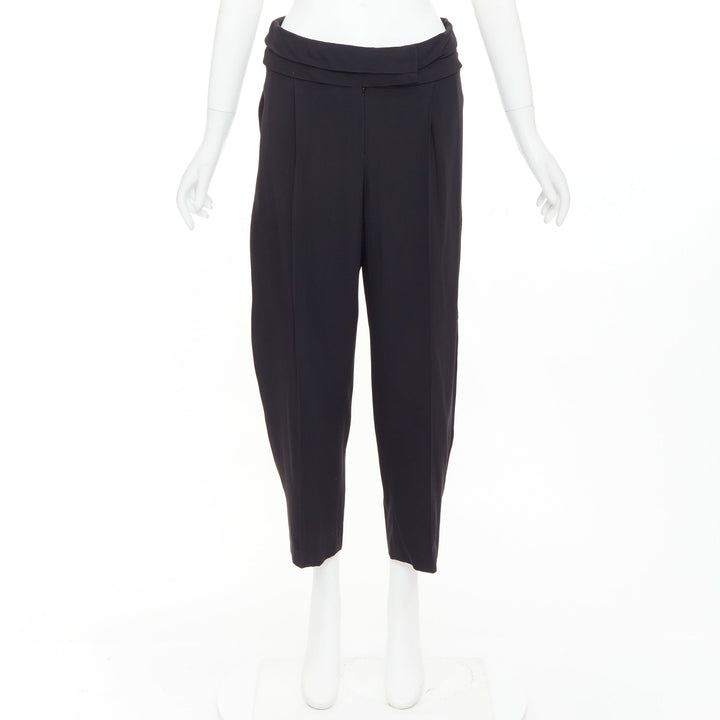 ALEXANDER MCQUEEN black cummerbund waistband tapered cropped trousers IT40 S