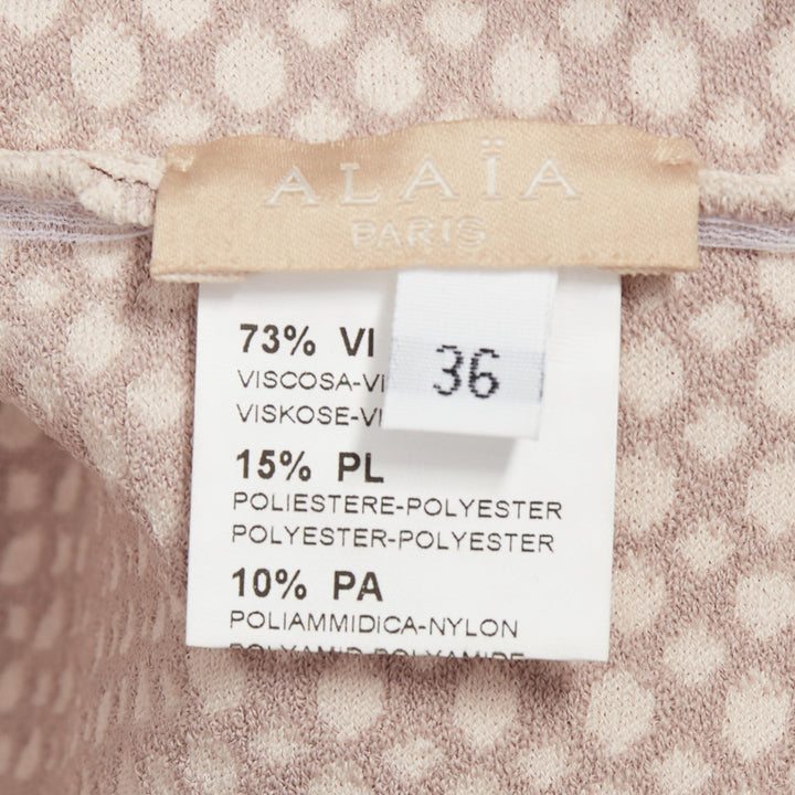 ALAIA  2011 pink beige textured dot weave scalloped ruffle mermaid dress FR36 S