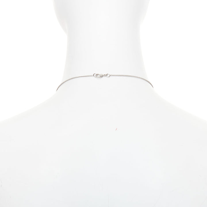 CHANEL 09A silver toned green resin reversible crystal pave CC pendent necklace