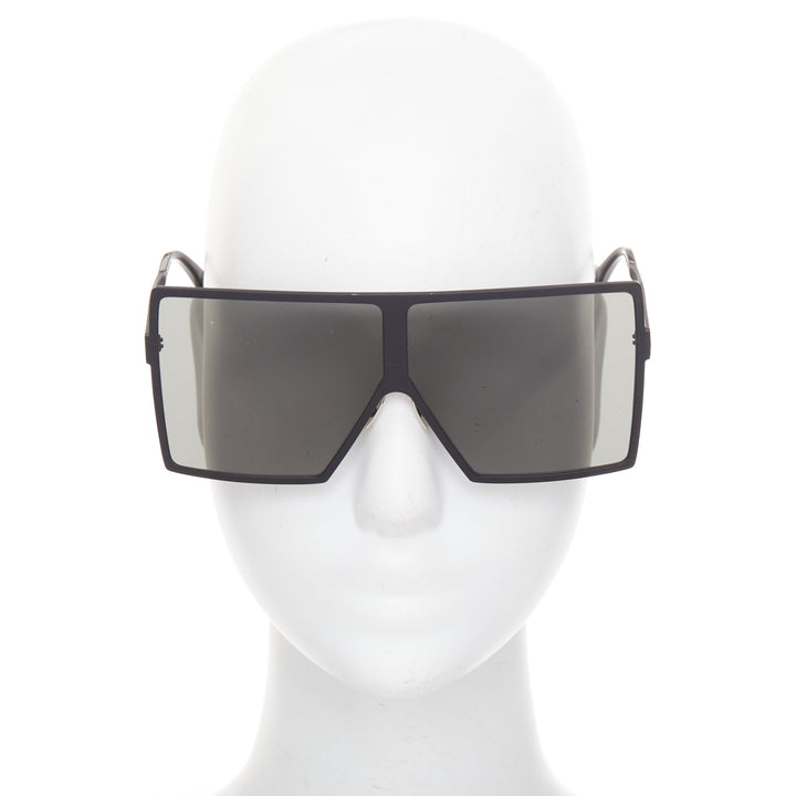 SAINT LAURENT SL182 Betty black matte surface rectangular shield sunglasses