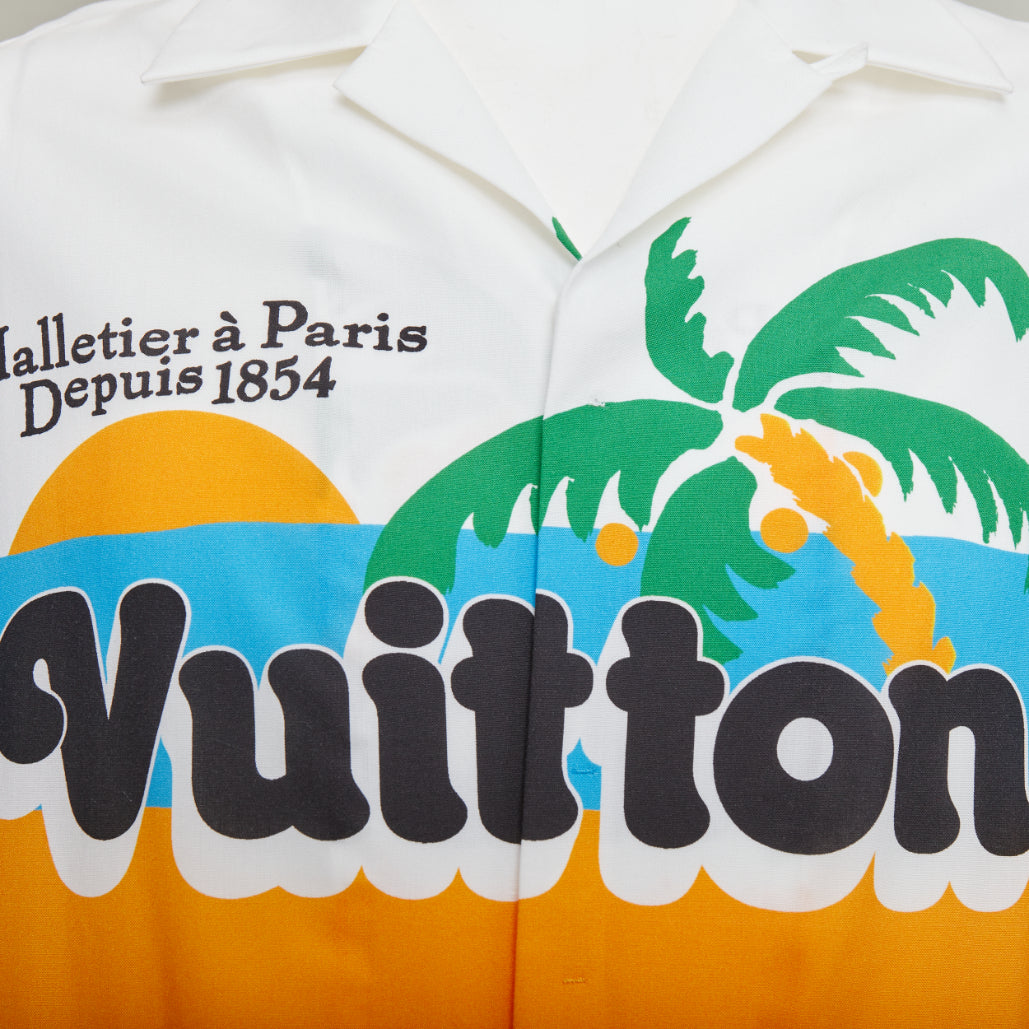 rare LOUIS VUITTON 2024 VIP LVers Limited yellow blue lyocell bowling shirt L