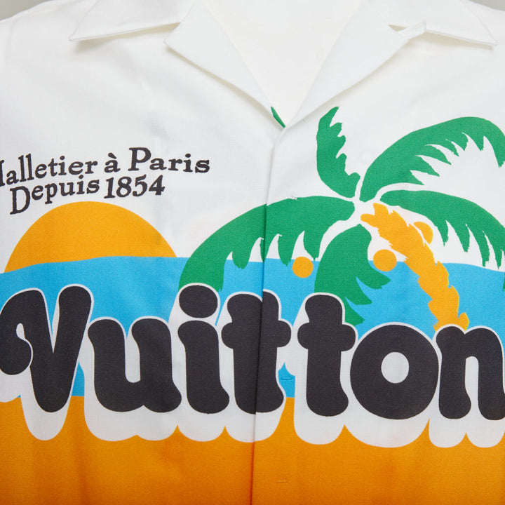 rare LOUIS VUITTON 2024 VIP LVers Limited yellow blue lyocell bowling shirt L