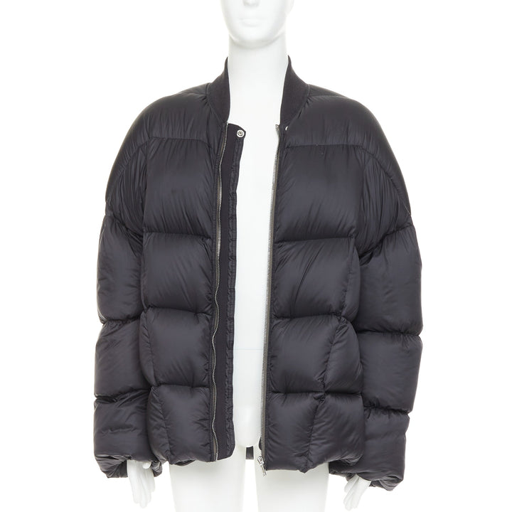 RICK OWENS 2022 Strobe black goose down oversized cocoon boxy puff bomber IT48 M
