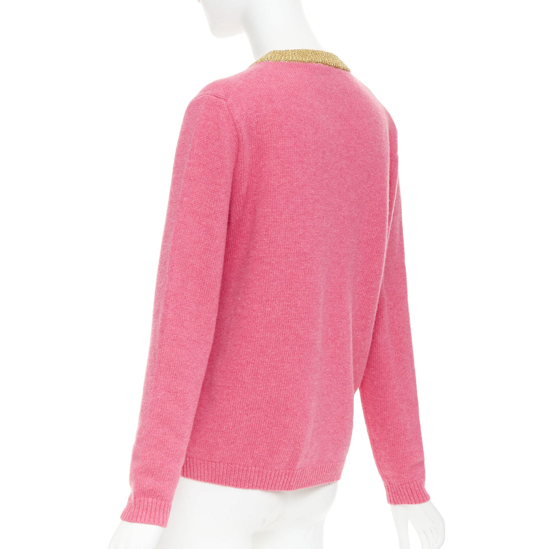 GUCCI 2018 Runway Ignasi Monreal Cat in Teacup pink wool knit sweater S