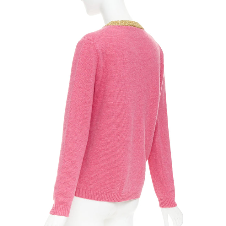 GUCCI 2018 Runway Ignasi Monreal Cat in Teacup pink wool knit sweater S