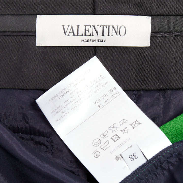 VALENTINO navy green two tone colorblock wide leg trousers IT38 XS