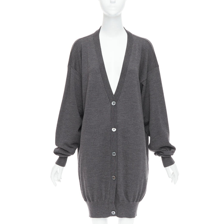 MAISON MARGIELA 2012 grey 100% wool oversized long cardigan M