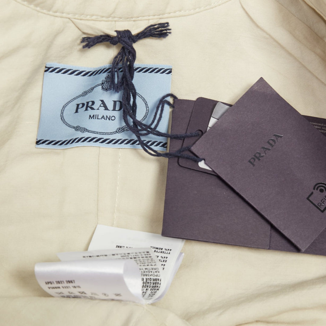 PRADA 2022 Runway Slub beige distressed canvas lace up corset jacket IT38 XS
