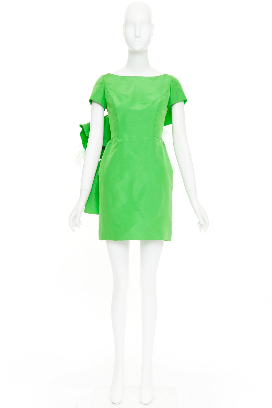 ISAAC MIZRAHI 1990's Vintage green silk tulle giant bow cocktail dress US2 S
