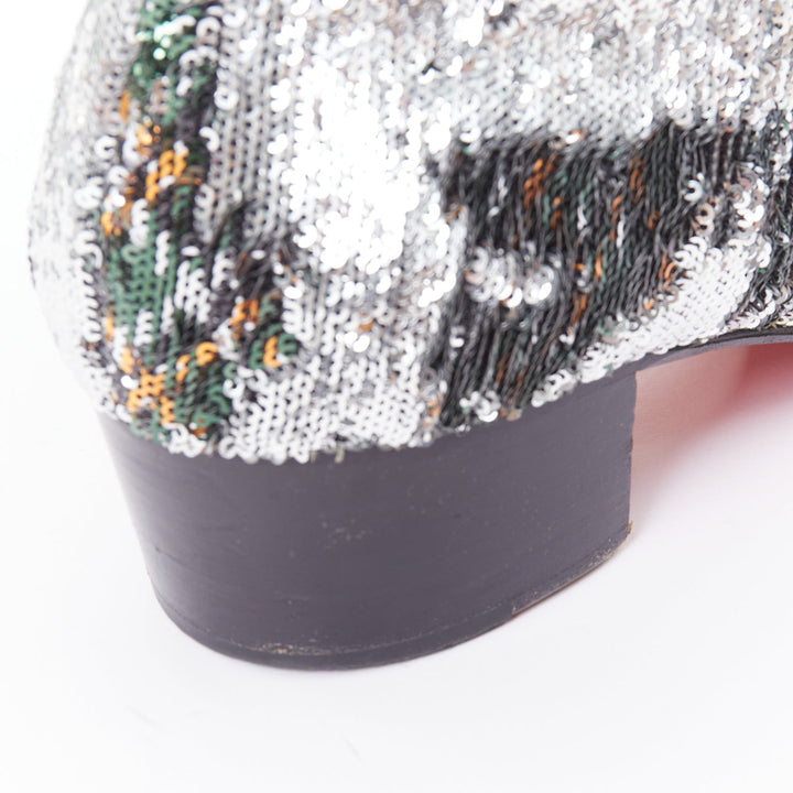 CHRISTIAN LOUBOUTIN Huston Sequin 40 silver multi sequin zipped ankle boots EU43