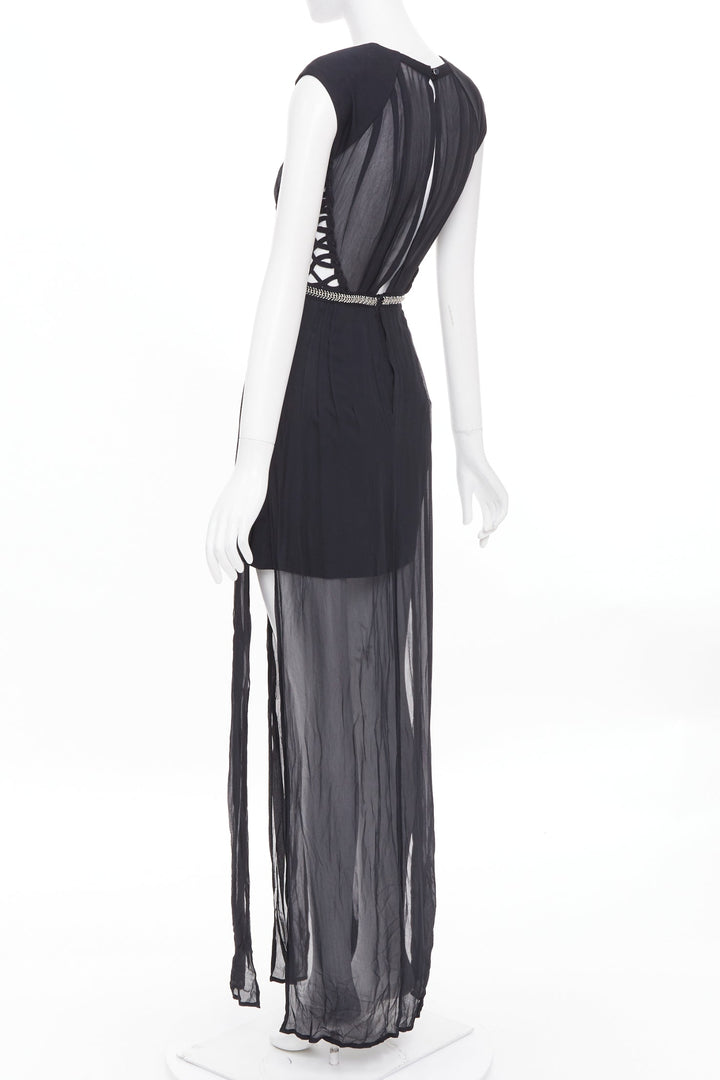 SASS & BIDE Lace Twist black cut out viscose blend apparel dress US6 M