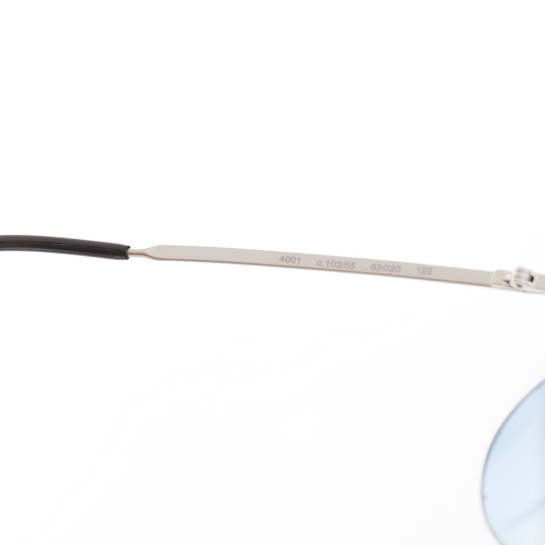 CHANEL Vintage 2000 Runway silver blue metal futuristic rimless sunglasses