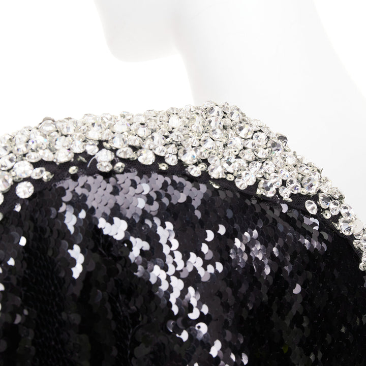 ALEXANDRE VAUTHIER COUTURE SS2021 black sequin silver crystal one shoulder dress