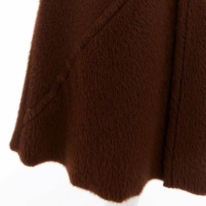 COMME DES GARCONS 1993 brown reversed seam fuzzy plush wool midi dress M