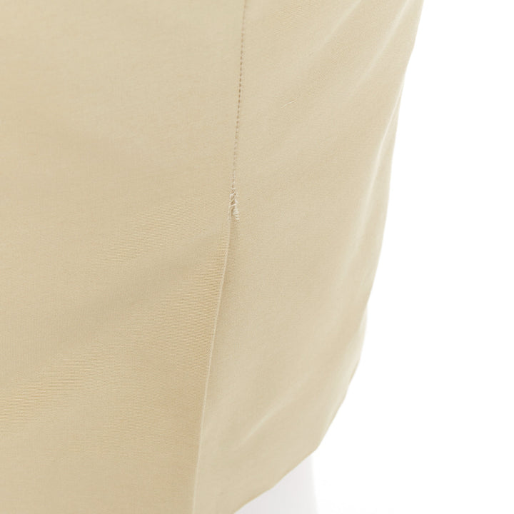 VALENTINO khaki cotton silk darted high waist back slit pencil skirt US2 S
